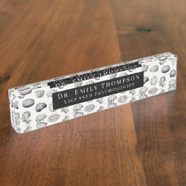 Vintage Brain Anatomy Biology Illustrations デスクネームプレート