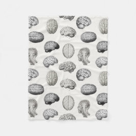 Vintage Brain Anatomy Biology Illustrations フリースブランケット
