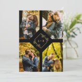 Vintage Branches Diamond Shape Golden 4 Photos 招待状 (スタンド正面)