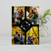 Vintage Branches Diamond Shape Silver 4 Photos 箔招待状 (立ち正面)