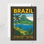Vintage Brazil Travel Poster Coastal View ポストカード (正面/裏面)