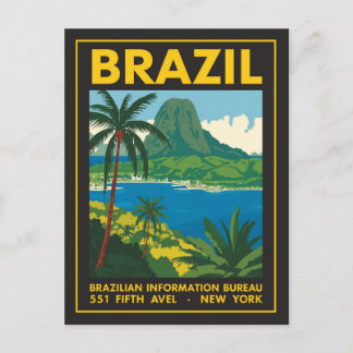 Vintage Brazil Travel Poster Coastal View ポストカード