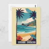 Vintage Brazil Tropical Beach Ocean Travel ポストカード (正面/裏面)