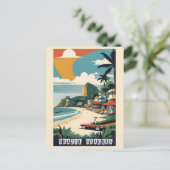 Vintage Brazil Tropical Beach Ocean Travel ポストカード (スタンド正面)