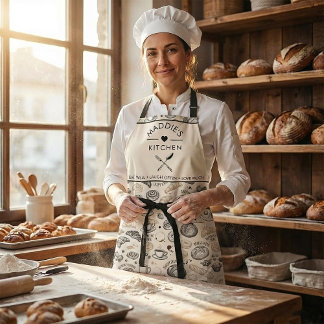 Vintage Breakfast Bakery Seamless Pattern エプロン