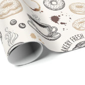 Vintage Breakfast Bakery Seamless Pattern ラッピングペーパー (ロールコーナー)
