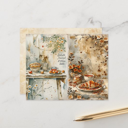 Vintage Breakfast Kitchen Scrapbook Paper (正面/裏面インサイチュ)