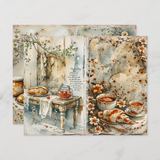 Vintage Breakfast Tea Scrapbook Paper (正面/裏面)