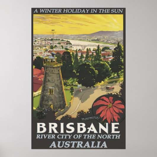 Vintage Brisbane Australia Travel Poster Print ポスター (正面)