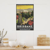 Vintage Brisbane Australia Travel Poster Print ポスター (キッチン)