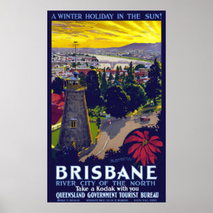 Vintage Brisbane Winter Holiday Australia Travel ポスター