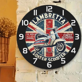 Vintage British Lambretta Scooter Classic Motorcyc ラージ壁時計