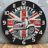 Vintage British Lambretta Scooter Classic Motorcyc ラージ壁時計