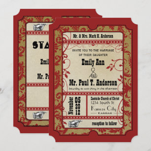 Vintage Broadway Poster Movie Ticket Wedding 招待状