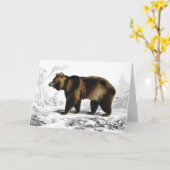 Vintage Brown Bear 1849 Book Illustration カード (黄色い花)