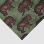 Vintage Brown Bears on Green Decoupage 薄葉紙 (詳細)