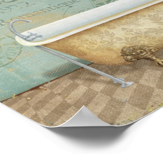 Vintage Brown French Bathtub ポスター (角)