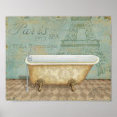 Vintage Brown French Bathtub ポスター (正面)