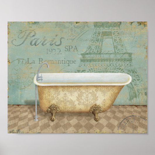 Vintage Brown French Bathtub ポスター (正面)