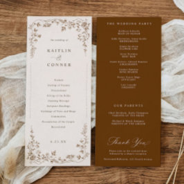 Vintage Brown French Floral Victorian Wedding プログラム