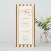 Vintage Brown & Ivory Stripes Classic Wedding メニュー (スタンド正面)
