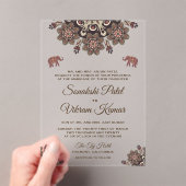 Vintage Brown Motif Indian Wedding アクリル招待状 (インサイチュ (ポータブル))