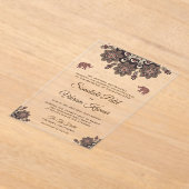 Vintage Brown Motif Indian Wedding アクリル招待状 (レイダウン)