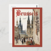 Vintage Brussels Belgium Travel ポストカード (正面/裏面)