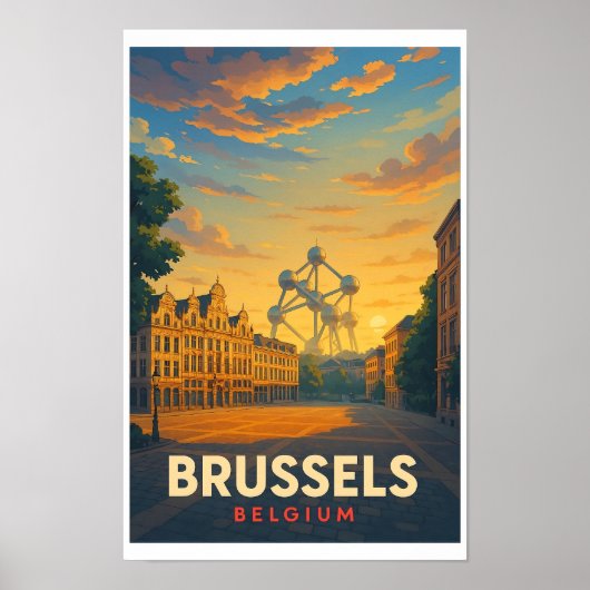 Vintage Brussels Belgium Travel Poster  ポスター (正面)