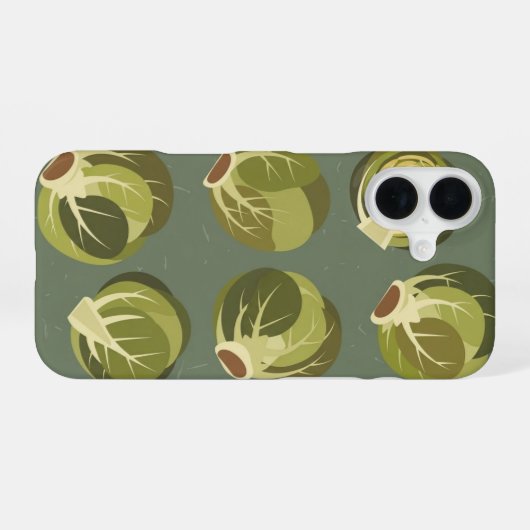 Vintage Brussels Sprouts Pattern iPhone 16ケース (裏面横)
