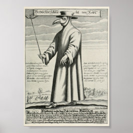 Vintage Bubonic Plague Doctor Illustration ポスター
