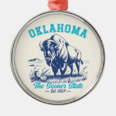 Vintage Buffalo Oklahoma Souvenir Design メタルオーナメント (正面)