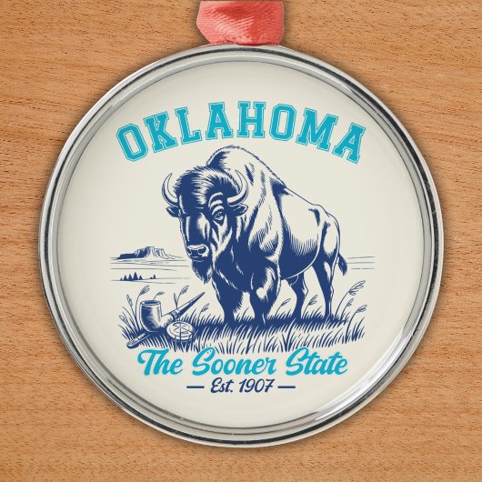 Vintage Buffalo Oklahoma Souvenir Design メタルオーナメント
