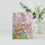 Vintage Bunnies and Mouse Collage ポストカード (スタンド正面)