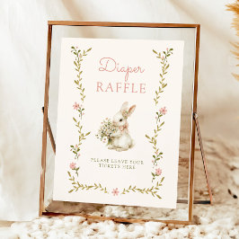 Vintage Bunny Baby Shower Diaper Raffle Sign ポスター