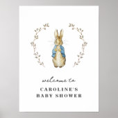 Vintage Bunny Baby Shower Welcome Poster ポスター (正面)