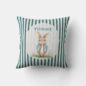 Vintage Bunny Blue Jacket Children's Name Pillow クッション (裏面)