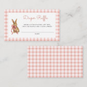 Vintage Bunny Girl Baby Shower Diaper Raffle エンクロージャーカード (正面/裏面)