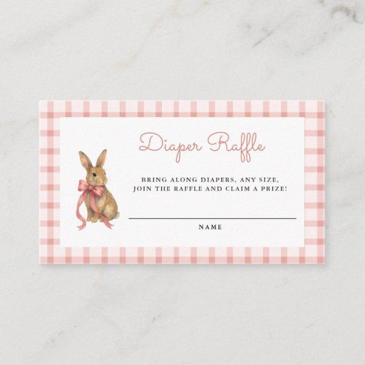 Vintage Bunny Girl Baby Shower Diaper Raffle エンクロージャーカード (正面)