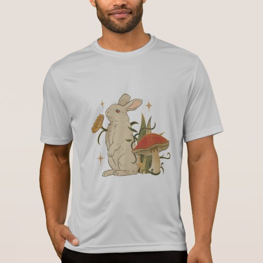 Vintage Bunny & Mushroom Artwork T-Shirt Tシャツ (正面)