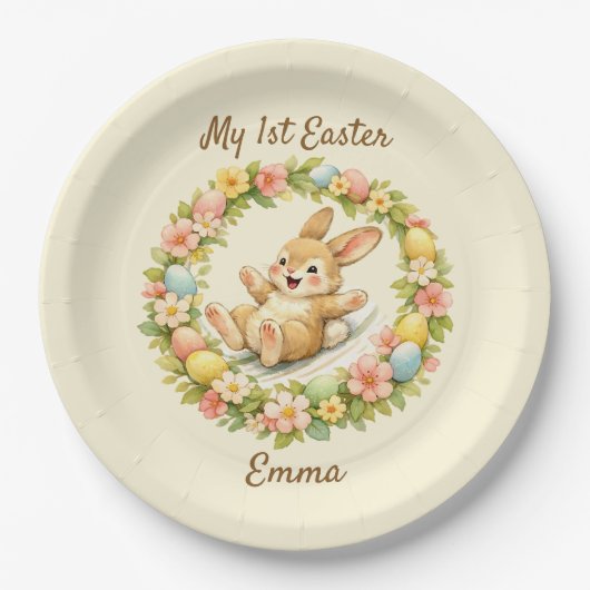 Vintage Bunny My First Easter ペーパープレート (正面)