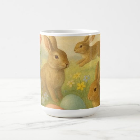 Vintage Bunny/Rabbit Easter Egg/Spring   コーヒーマグカップ (中央)