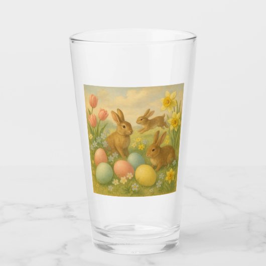 Vintage Bunny/Rabbit Easter Egg/Spring   タンブラーグラス (正面)