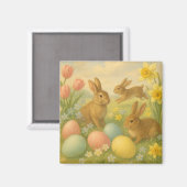 Vintage Bunny/Rabbit Easter Egg/Spring マグネット (正面/裏面)