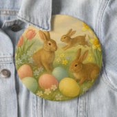 Vintage Bunny/Rabbit Easter Egg/Spring   缶バッジ (インサイチュ)