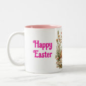 Vintage Bunny With Egg Easter Mug ツートーンマグカップ (左)