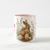 Vintage Bunny With Egg Easter Mug ツートーンマグカップ (中央)