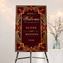 Vintage burgundy and Gold Art Deco Islamic weeding