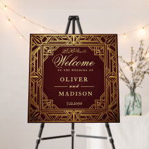 Vintage burgundy and Gold Art Deco Islamic weeding