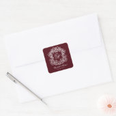 Vintage Burgundy Elegant Wedding Monogram Crest スクエアシール (封筒)